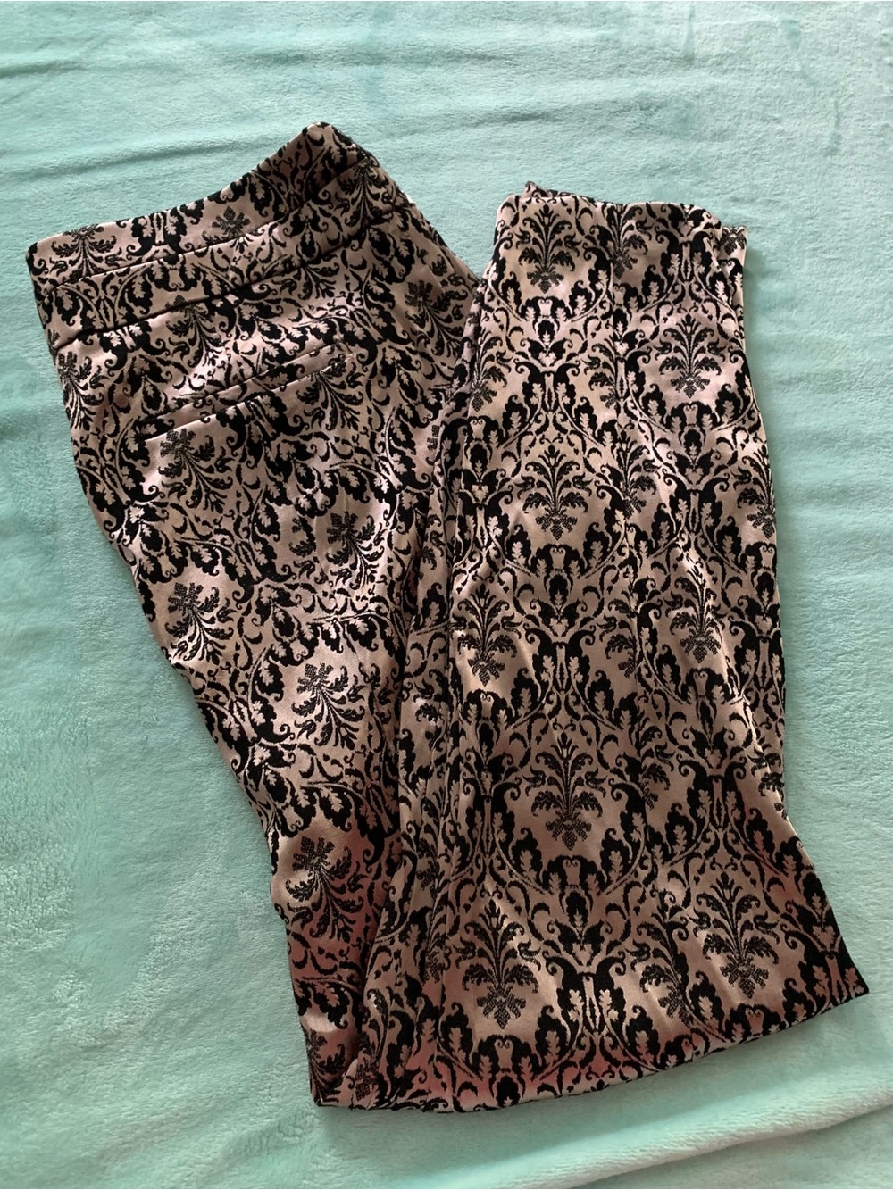 Damask Print Trousers in Copper and Black
